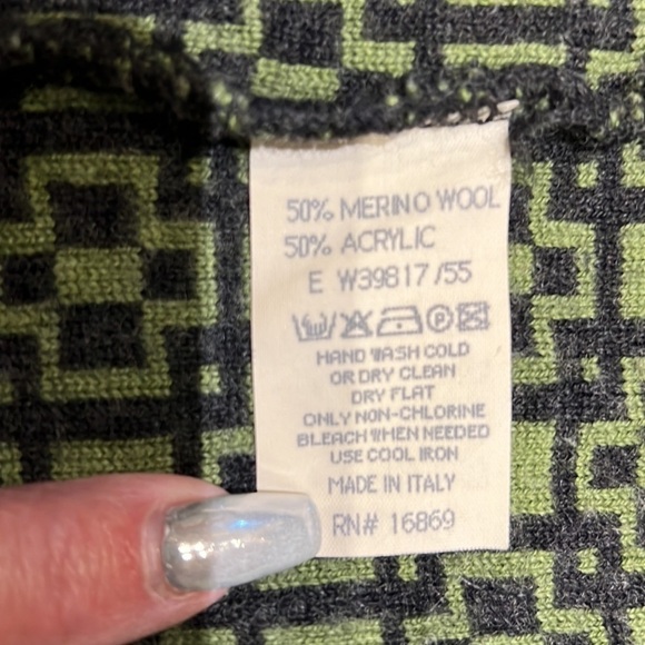 Vintage LECONTE Merino Wool Oversized dark academia Crewneck Sweater SZ M Italy - Picture 5 of 10